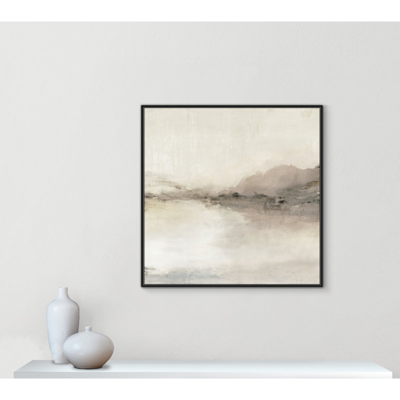 «Blush Horizon II» par Isabelle Z, L 41,5 po x H 41,5 po, Toile avec cadre, Cadre flottant noir