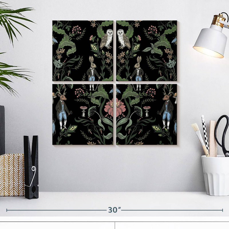 Créatures de nuit florales rétro Kerner, H 18 po x l 18 po