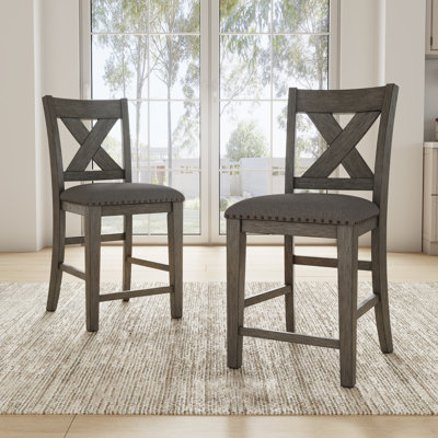 Wasdale Upholstered Counter Stool with Solid Wood Frame