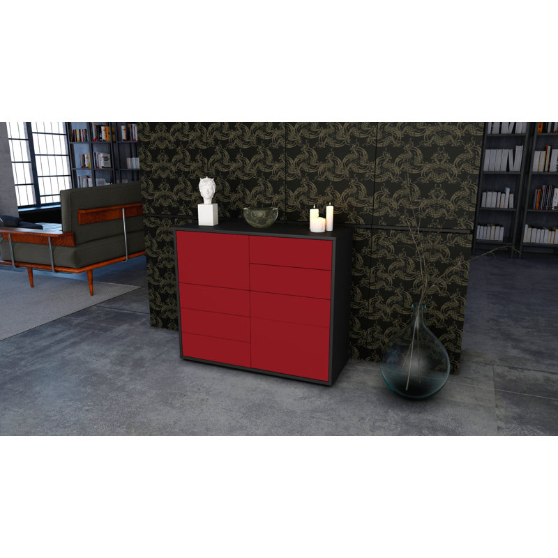 Reaon 92cm Sideboard, Anthracite/Red
