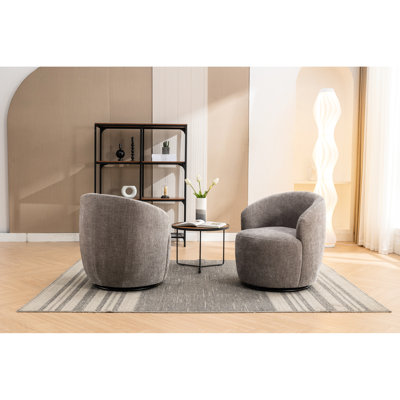 Fauteuil d'appoint moderne en tissu chenille gris avec accoudoirs pivotants de 25,6 po x 25,6 po x 26,79 po
