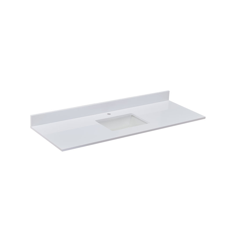 Milano White 61" Composite Stone Vanity Top with Sink