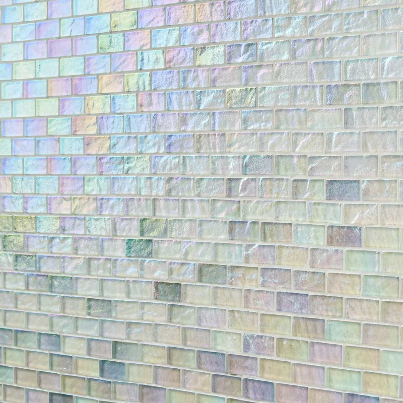 Splash 1X2 Polished Glass Mosaic Tile, Glacier White