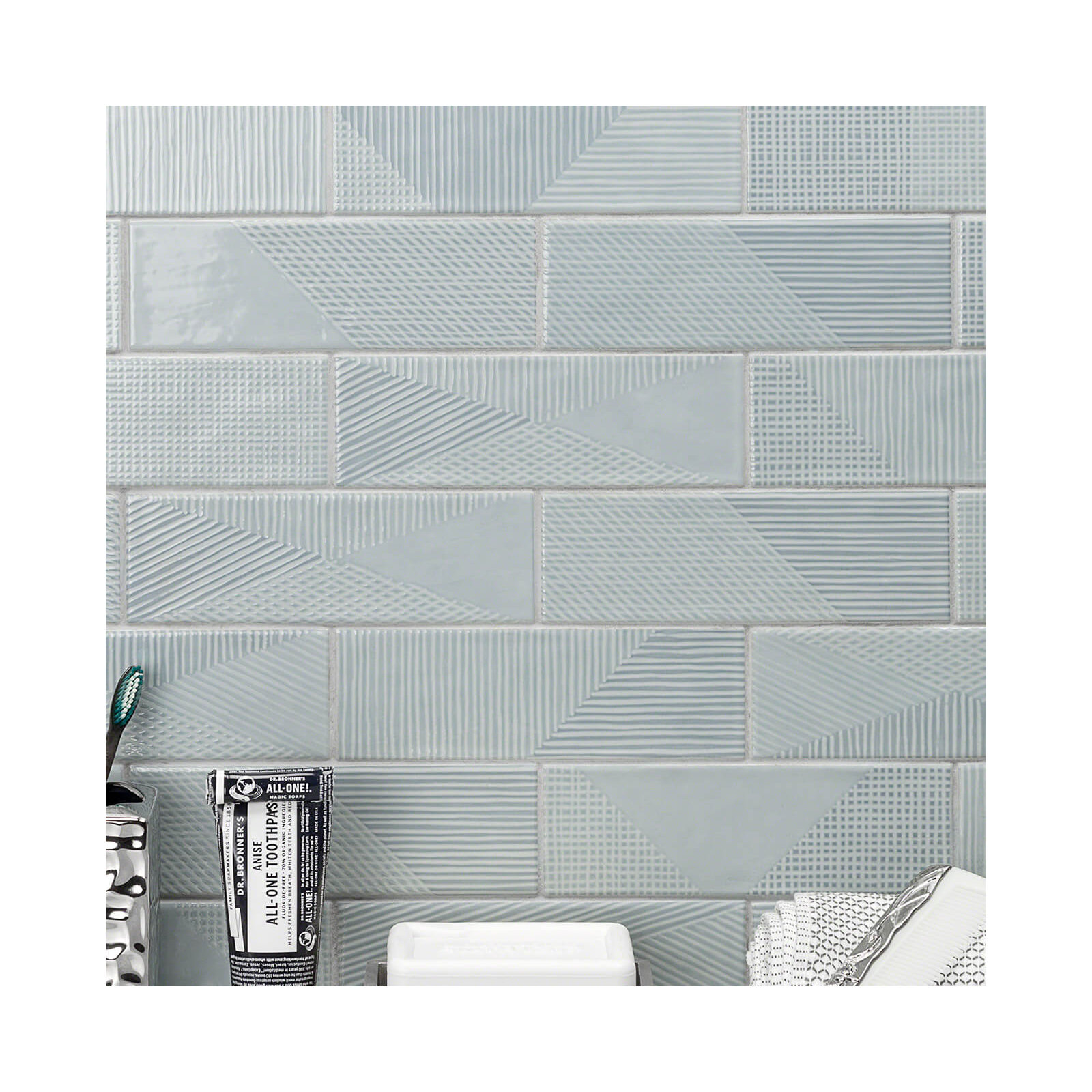 Archer 2" x 8" Ceramic Brick Look Subway Tile (5.38 sq. ft. / case), Ash Blue
