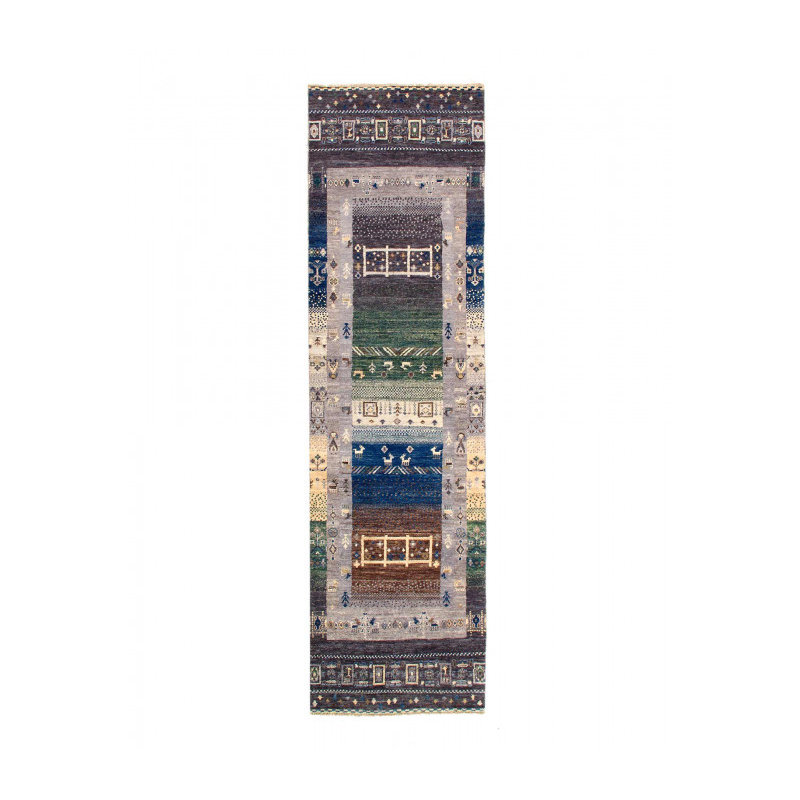 Tapis de couloir unique en laine 2 pi 7 po x 9 pi 5 po Hearon beige, bleu, brun, vert
