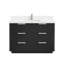 Meuble-lavabo simple autoportant 48 po Santarem en chêne noir vieilli avec plateau en pierre de quartz blanc-121696738-121696740