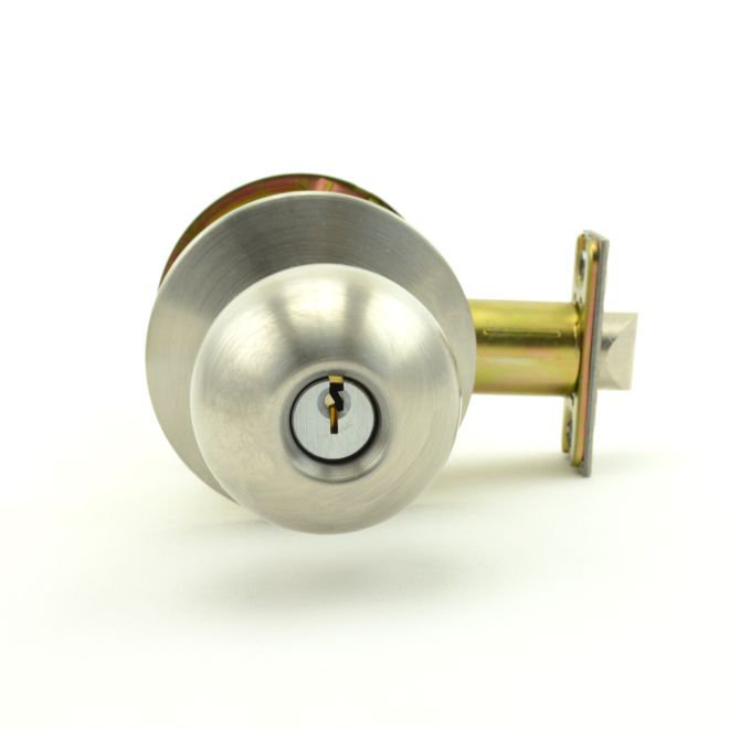 Bouton de porte cylindrique sans embrayage, Acier inoxydable satiné