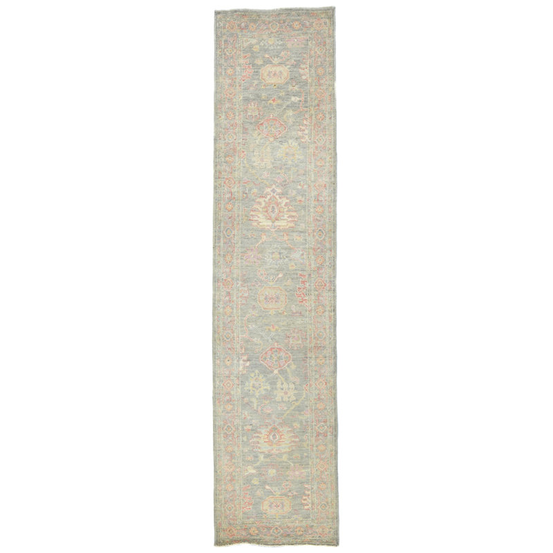 Tapis de couloir oriental transitionnel gris unique 3 x 12 One-of-a-Kind