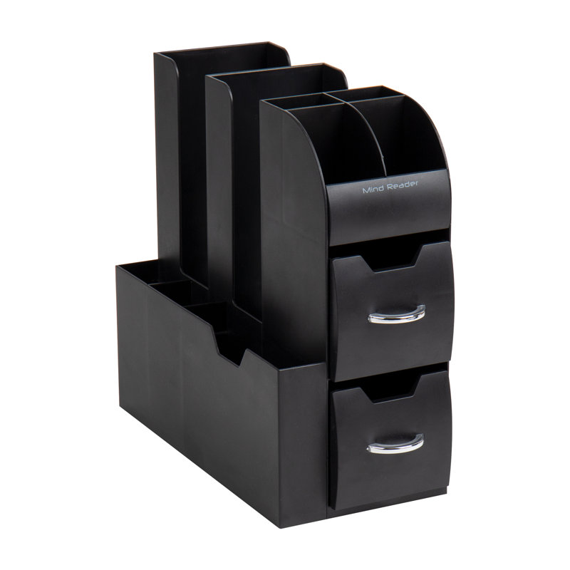 Mind Reader Cup and Condiment Station, Countertop Organizer, Coffee Bar, Kitchen, Stirrers, Black