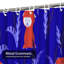 Waterproof Blue Red Drawn Leaf Animal Cute Alpaca Shower Curtain with 12 Hooks-965912261