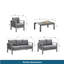 Ensemble de conversation 5 pièces pour patio moderne en aluminium, canapé d'extérieur 7 places avec coussins épais gris foncé et structure grise et table basse-1794631929