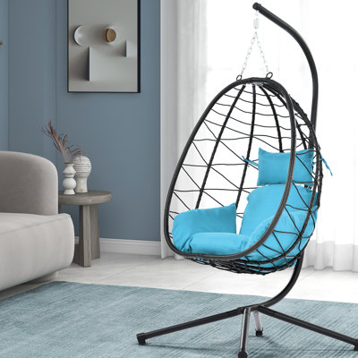 Chaise suspendue moderne avec support et housse imperméable: douce pour le patio, la chambre à coucher, design extérieur Finition des œufs: balcon 100% fait à la main