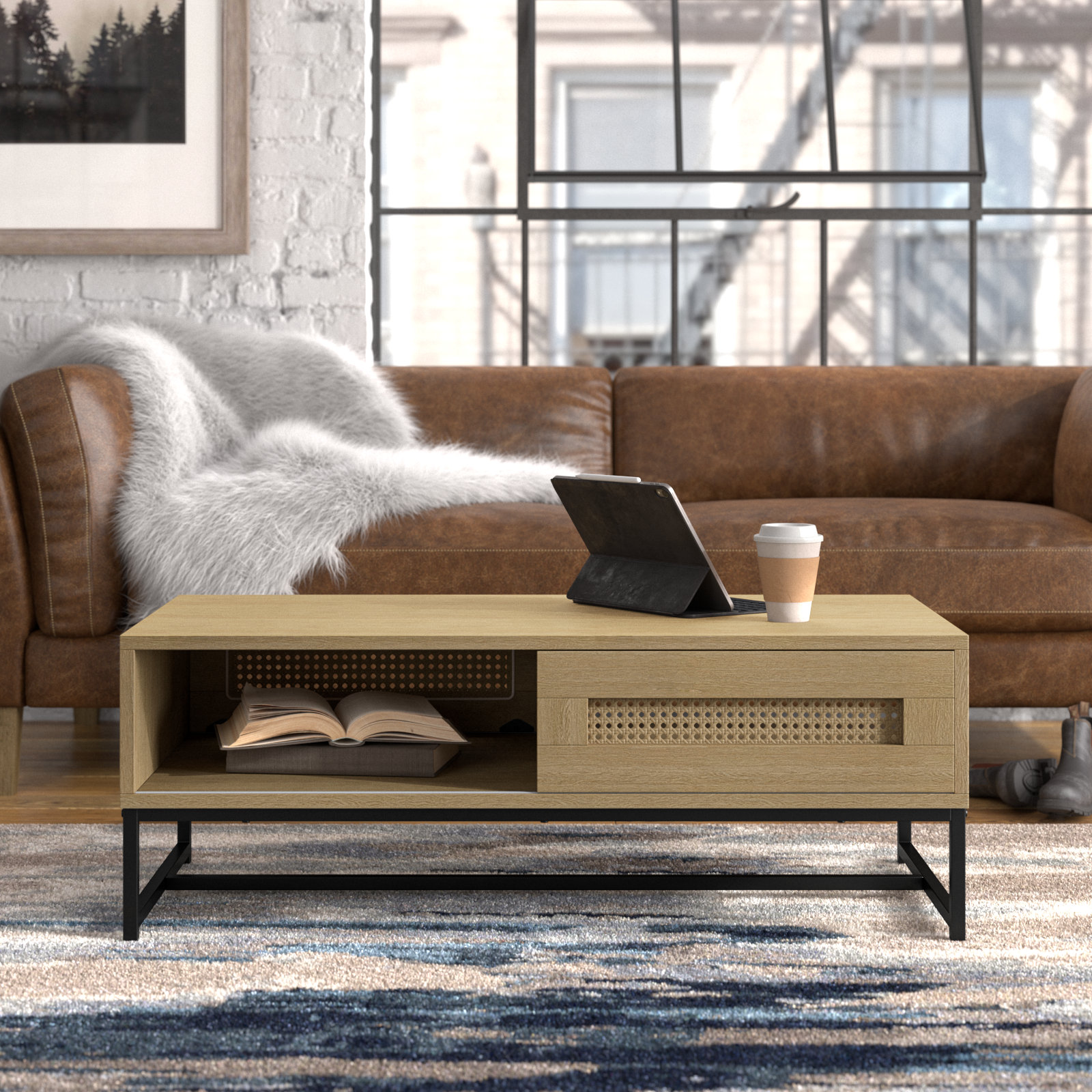 Beachcrest Home Aminata Coffee Table with Sidling Doors & Reviews | Wayfair