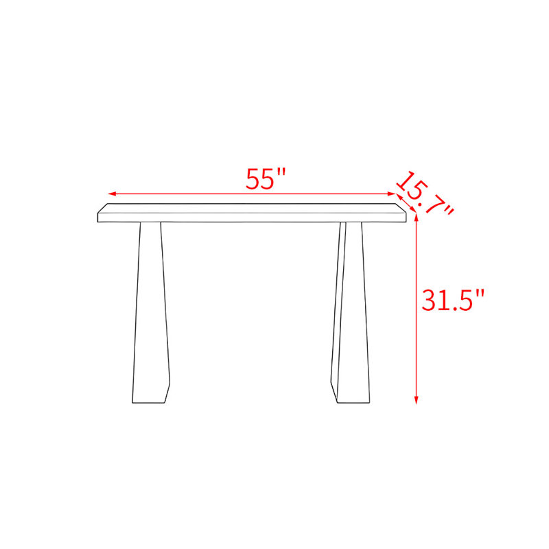 Table d'entrée en bois massif de style chinois, H 31,5 po x l 55 po x P 15,7 po, Brun