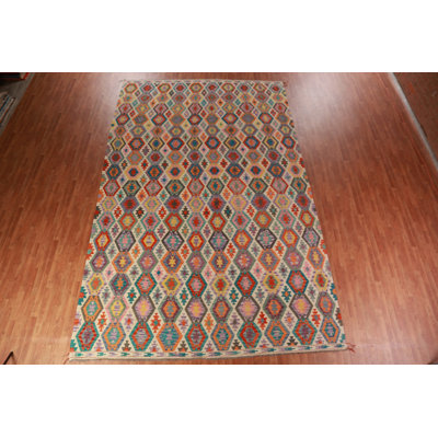 Geometric Wool Kilim Oriental Large Rug 10x16