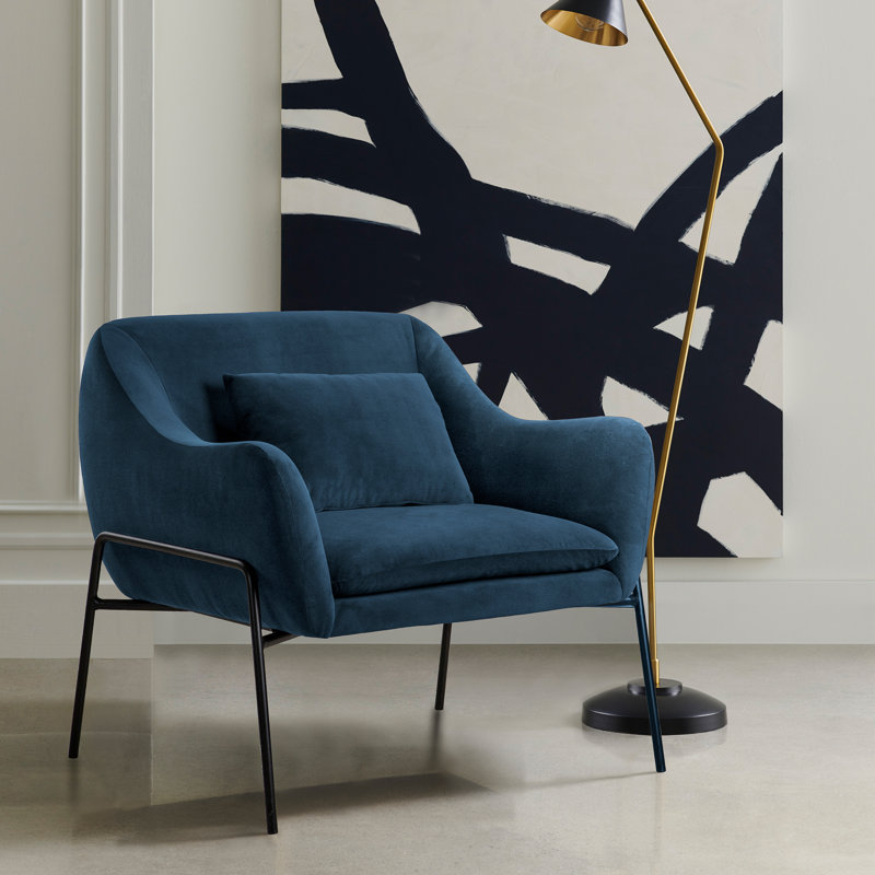 Fauteuil large en velours 32,9 po Bloch, Bleu