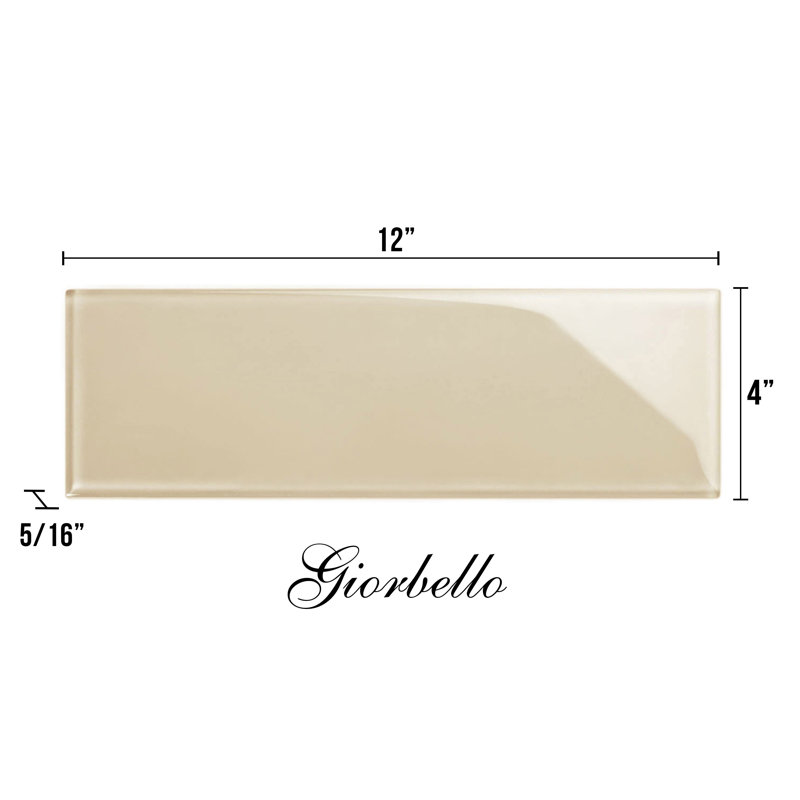 Glass Subway 4" x 12" Wall Tile, Light Taupe