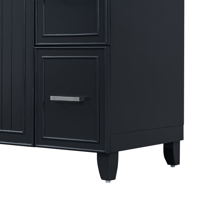Meuble-lavabo simple 36 po avec comptoir, Chrome, Noir, noir, noir, noir
