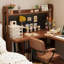Bureau en fer massif en forme de L brun noyer + noir-1567927440-1567927451