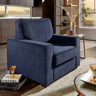 Beaulah Modern Fabric Upholstered Square Arm Living Room Chair