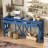 60''Acacia Veneer Console Table With 4 Spacious Drawers, Modern Crisscross Design Entryway Table With Open Bottom Storage-375586035