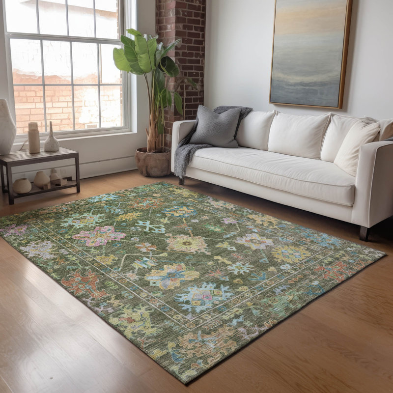 Tapis intérieur / extérieur lavable à la machine Leavittsburg ACN2234 Global, Rectangle 9 pi x 12 pi