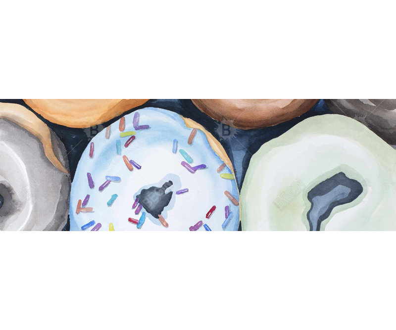 Watercolor Donuts with Icing - Framed Canvas Home Decor