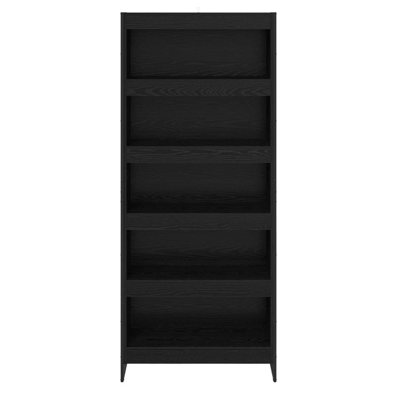 Steel Book Cabinet Bookcase, (5 Shelves) 190cm. H x 80cm. W x 30cm. D, Black Oak