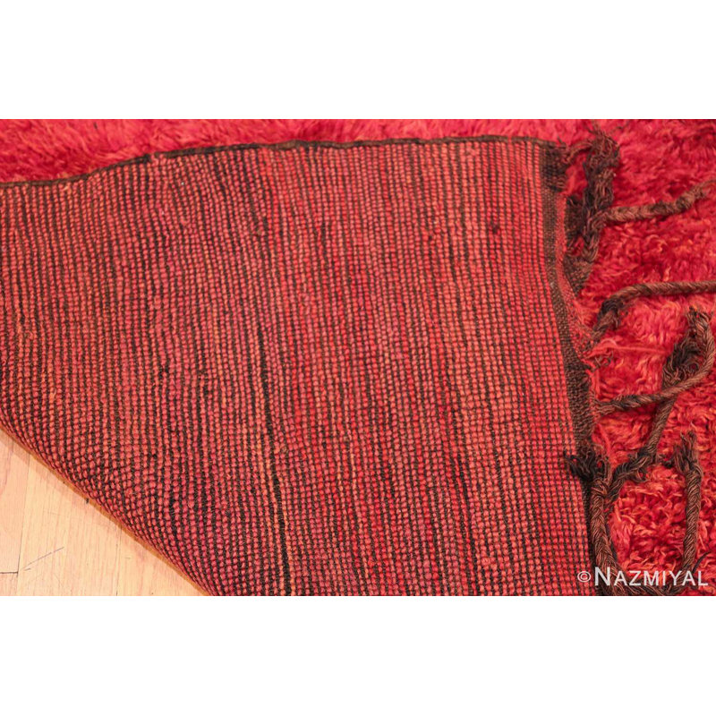 Tapis à poils longs rétro marocain rouge