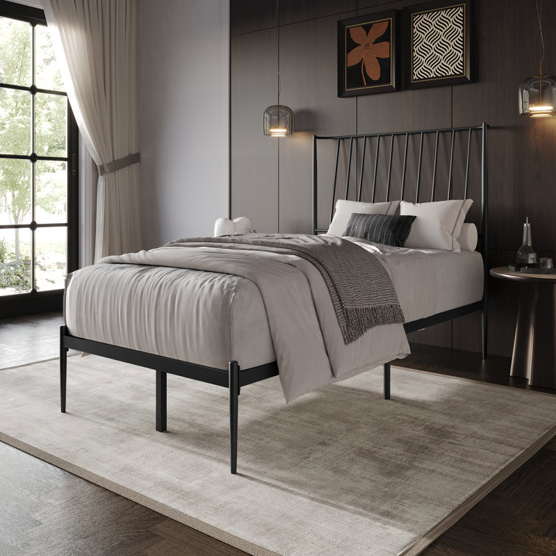 Metal Platform Bed, Twin, Black