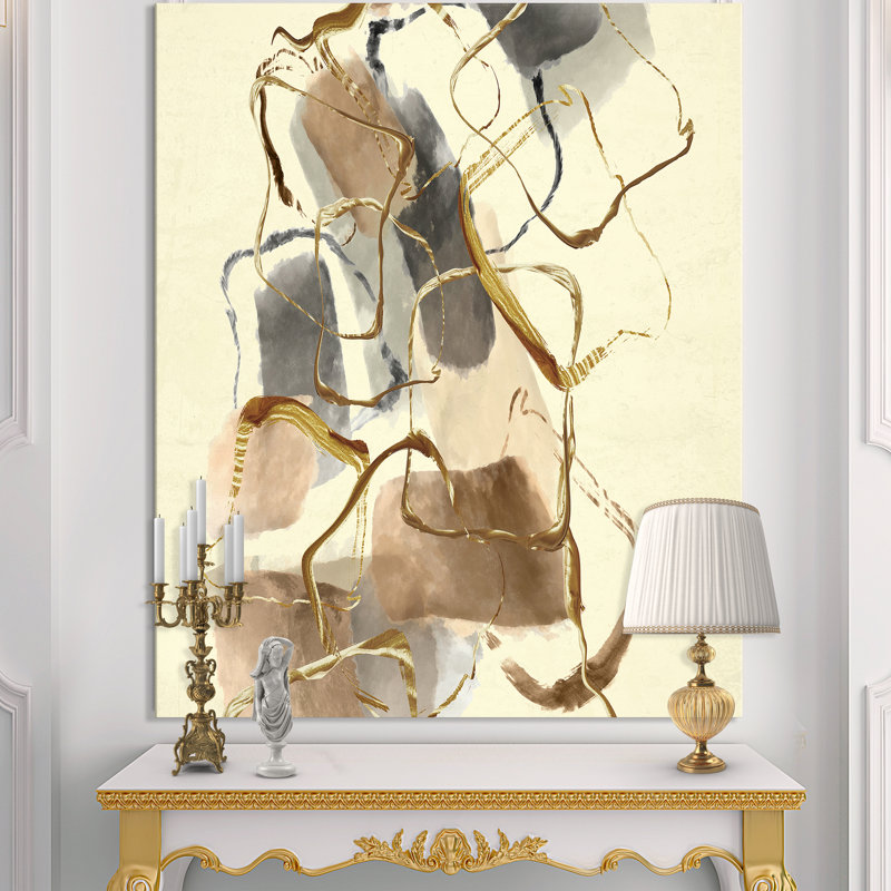 Gold Glam Squares VIII - reproduction d'art sur toile, H 36 po x l 24 po x P 1 po, Toile tendue