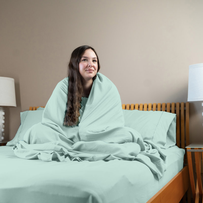 Ultra Soft Bamboo Sheet Set - 4 Pc Set - Wrinkle Resistant - Cooling Sheets with Deep Pockets, Light Teal