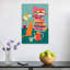 Whimsical Cats And Books Colorful Vibrant Whimsical Cat Wall Art Print 1 Piece Wrapped Canvas Wall Art-1536600526