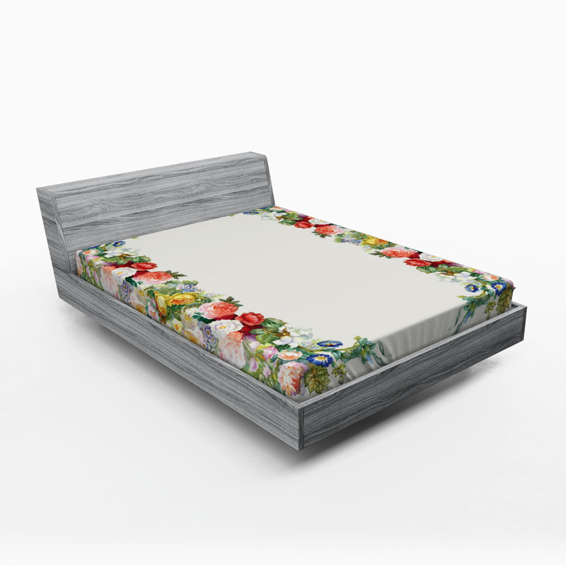 Microfiber Floral Fitted Sheet, Queen Fitted Sheet