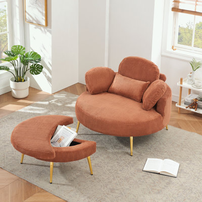 Fauteuils d'appoint en velours côtelé avec repose-pieds