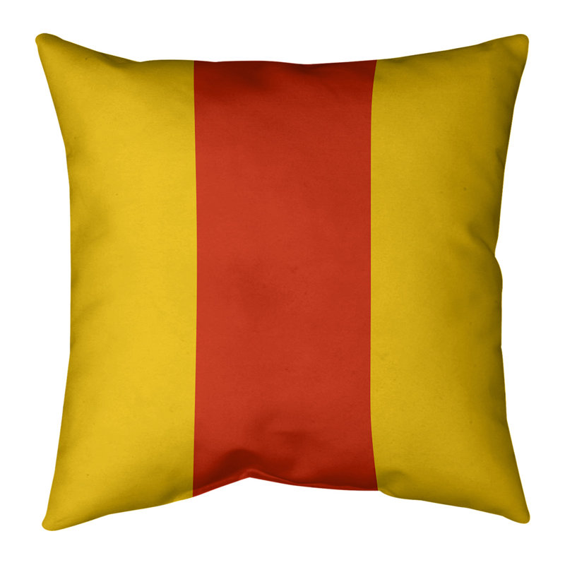 Coussin décoratif rayé - Inspiré de Calgary, aspect hockey moderne, Jaune/rouge, 18 po x 18 po