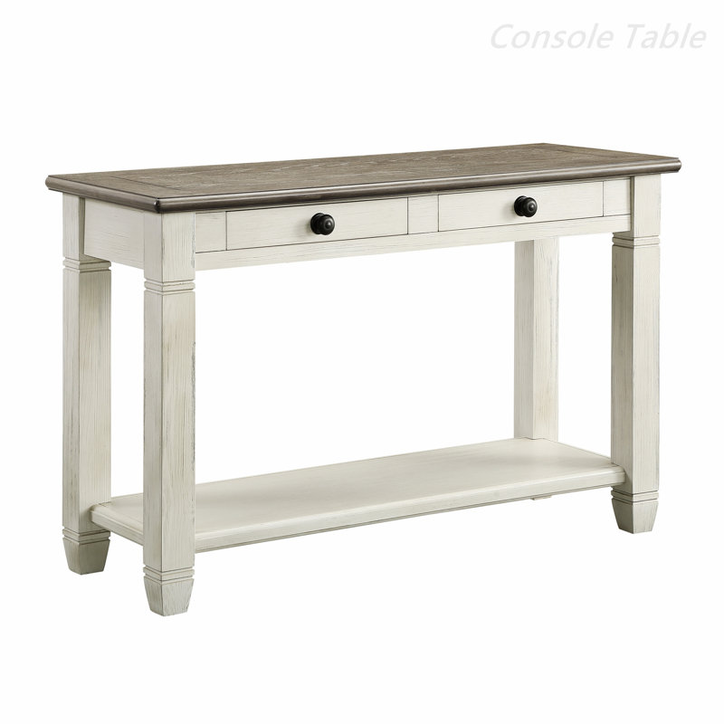Sofa Table With 2 Drawers And Bottom Shelf, Console Table