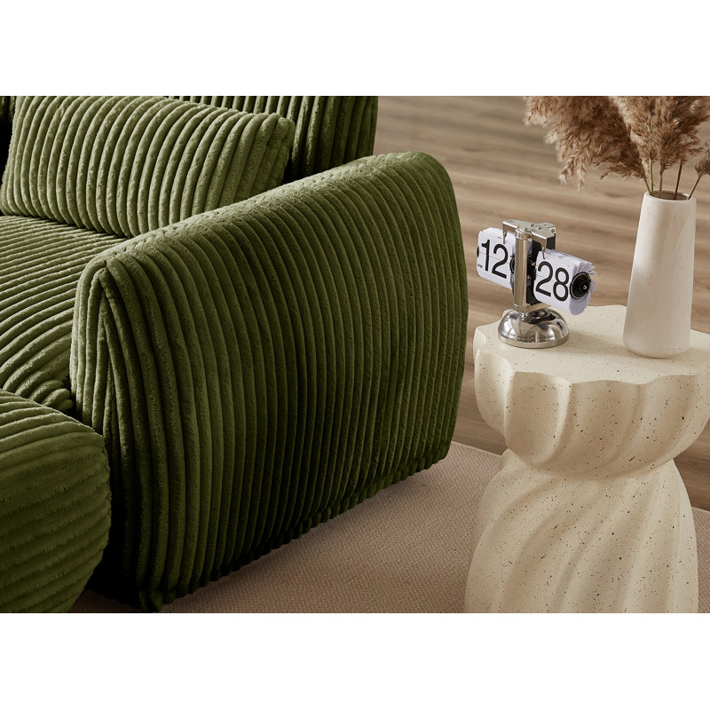 Emora , Velours côtelé vert, H 29,13 po x l 72,83 po x P 35,03 po