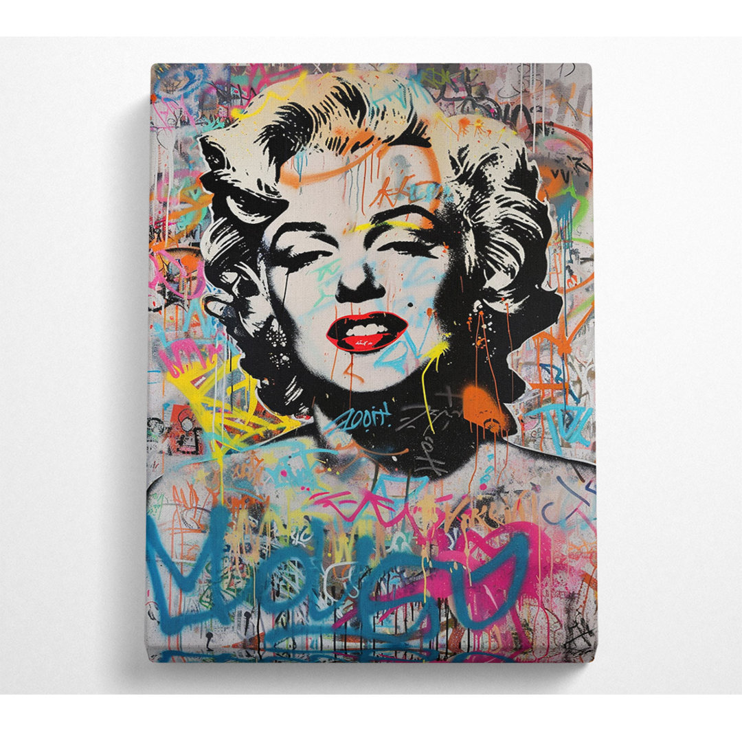 Graffiti Popart Monroe Beauty - No Frame Kunstdrucke auf Leinwand