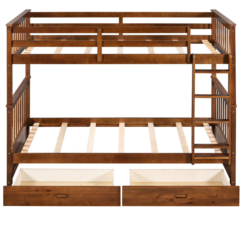 Lit superposé en noyer Twintwin avec échelles et rangement - Un choix de chambre à coucher pratique et attrayant dans un tiroir robuste