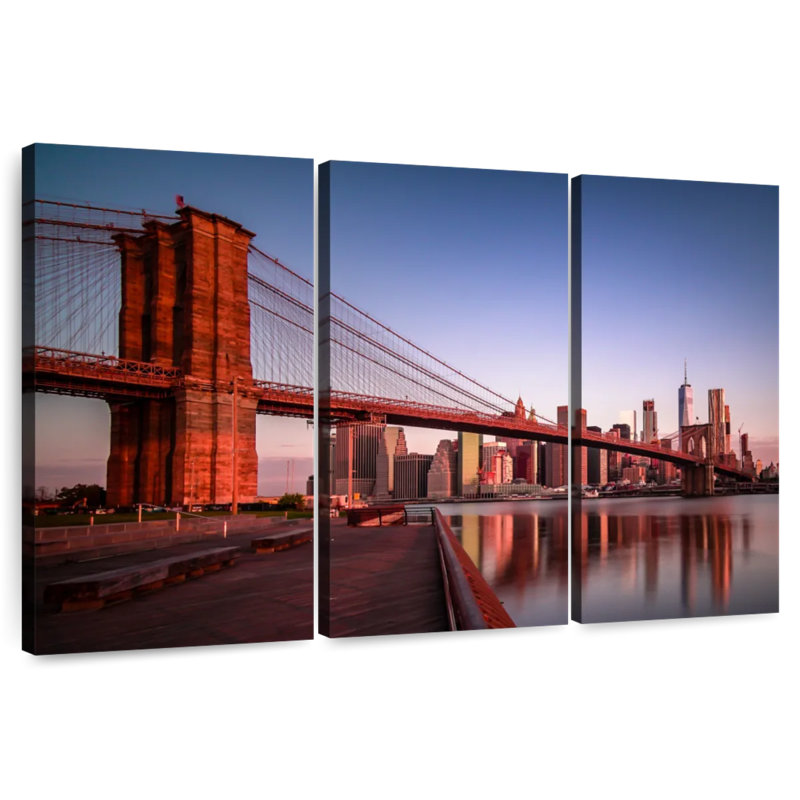 Lilie Brooklyn Bridge au lever du soleil, H 28 po x l 45 po