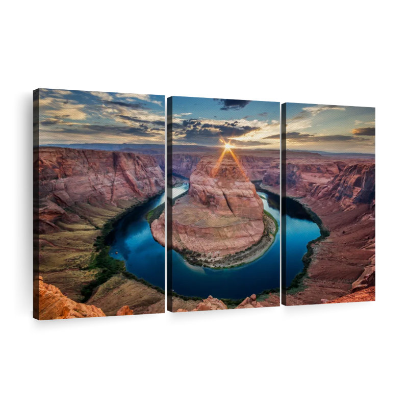 «Horseshoe Bend Sunrays» sur toile, H 28 po x l 45 po x P 1,25 po