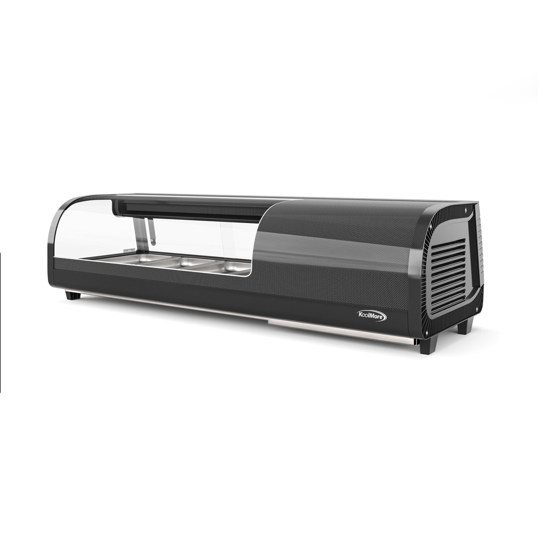 46 in. Glass Sushi Countertop Display Refrigerator with 4 Stainless Steel Trays in Black (KM-SR46-BK) KoolMore