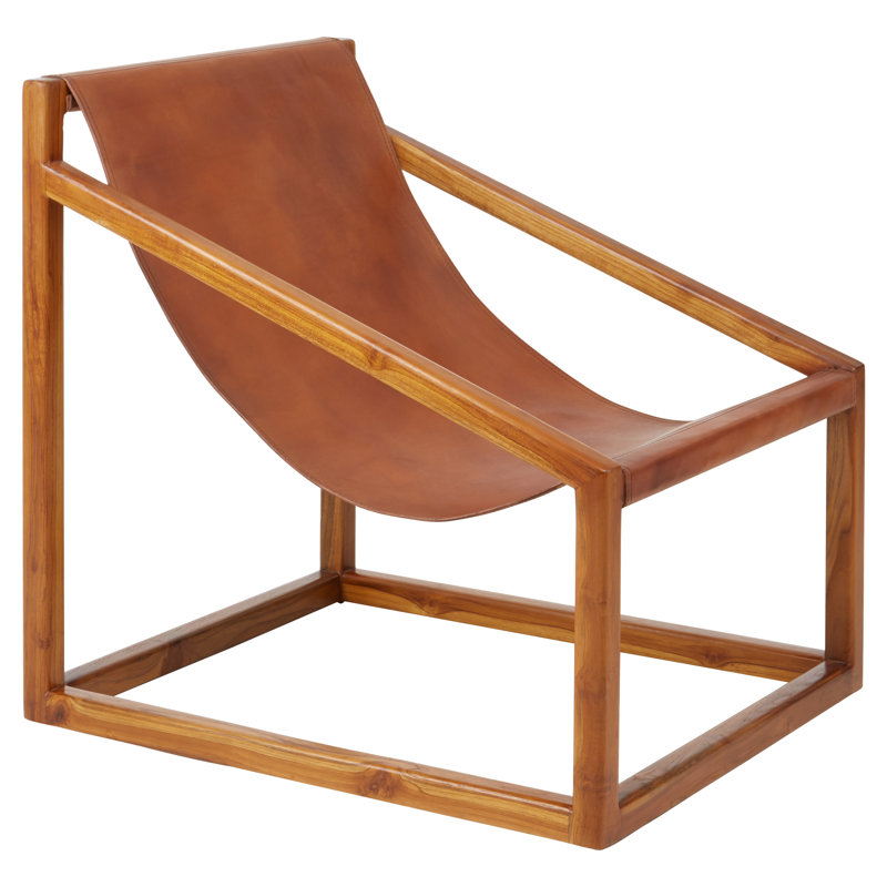 Natalie Leather Accent Chair, Brown, Natural