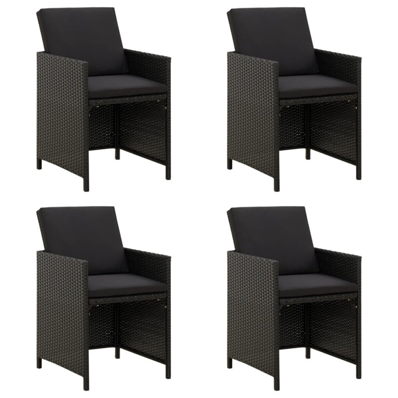 Chaise de patio avec coussin, Noir, Noir