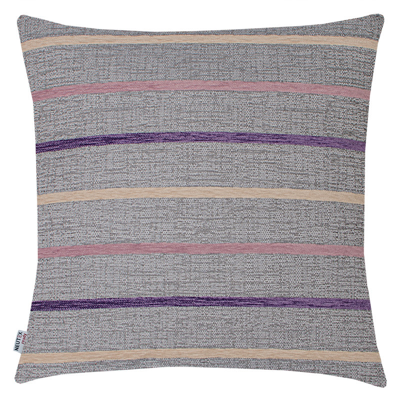 Raye Striped Square Throw Pillow Cover, 48cm H x 48cm W x 0.5cm D, Anthracite/Purple