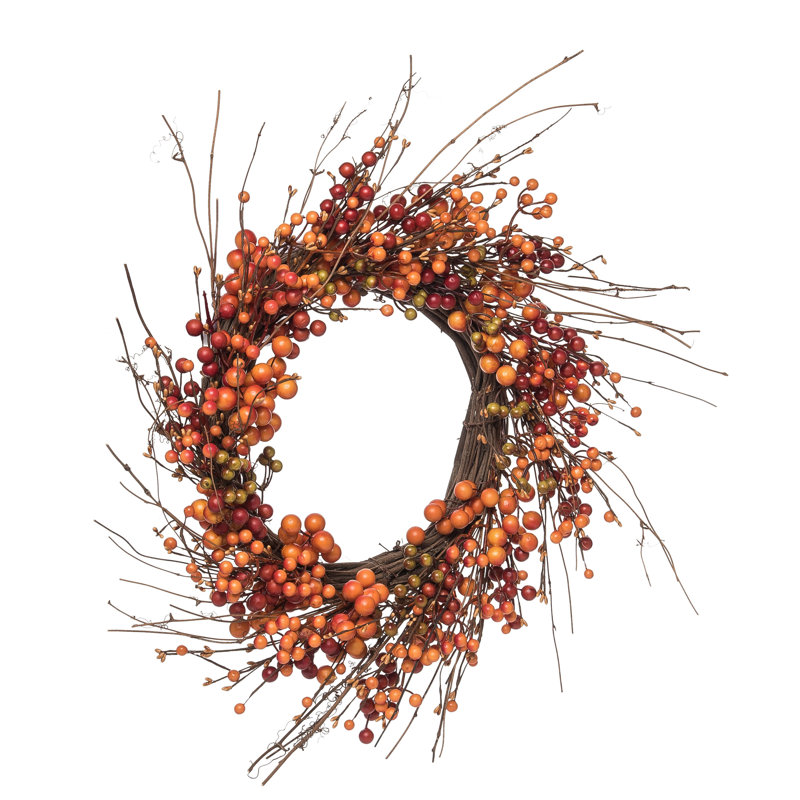 Vibrant Orange Berry Wreath for Fall Harvest Decor Artificial Foam Wreath Perfect for Indoor Use Stunning Wall Decoration Ideal for Gift Giving and Hostess Gifts Celebrate Autumn with Style