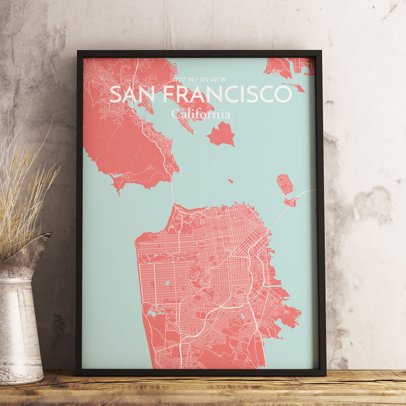 San Francisco City Map - No Frame Print, 43.2cm H x 27.9cm W x 0.13cm D