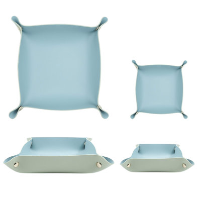 Organisateur de valet en cuir 2 tailles, organisateur de voyage pliant, plateau à bijoux, pour le voyage, la maison ou le bureau | Tissage simple, double teint - bleu et vert