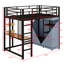 Structure de lit mezzanine en métal avec prise de courant intégrée, barrière de sécurité, éclairage à DEL et garde-robe intégrée-601330371